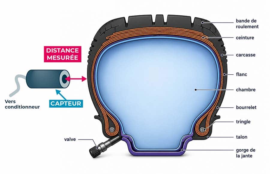 mesure capacitive deformation pneus automobile schema